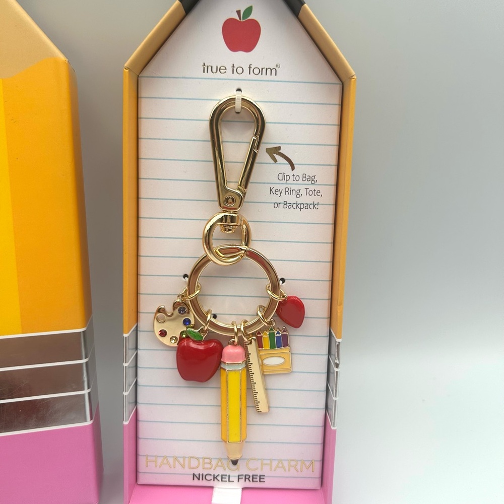 *New* Teacher Gift Set with School-Themed Bag Charm and “#1 Teacher” Trinket - Picture 5 of 10